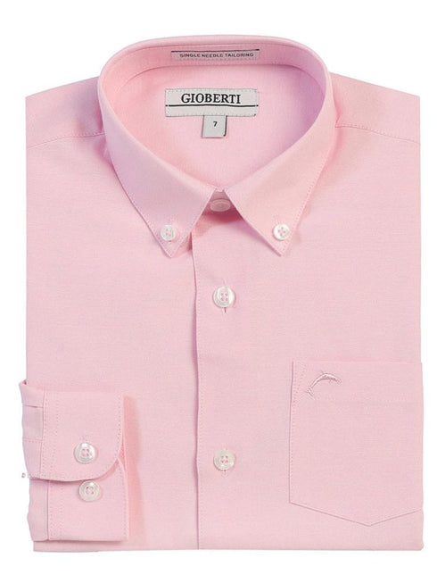 Gioberti Boy's Long Sleeve Oxford Button Down Dress Shirt, Sizes 2T-18 - SophiasStyle.com